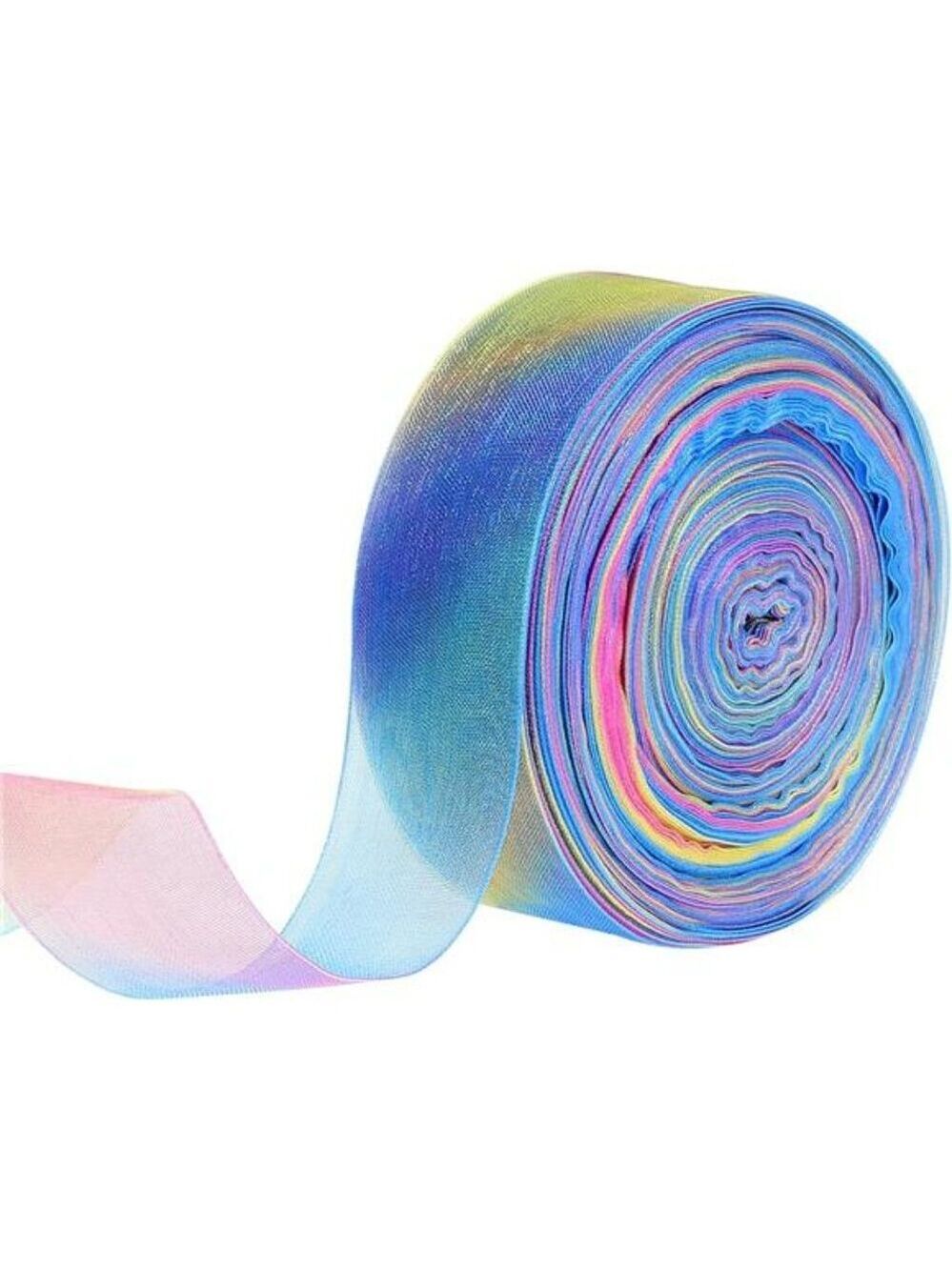 Rainbow Organza Satin Ribbon 1 Inch x 50 Yards Sheer Colorful Ribbon for Crafts